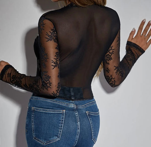 Women Sexy Fashion Full Sleeve Lace Crop Top