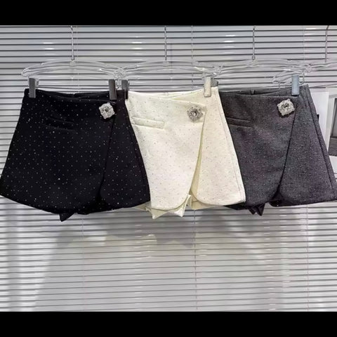 Women Fashion Color Rhinestone Wrap Shorts