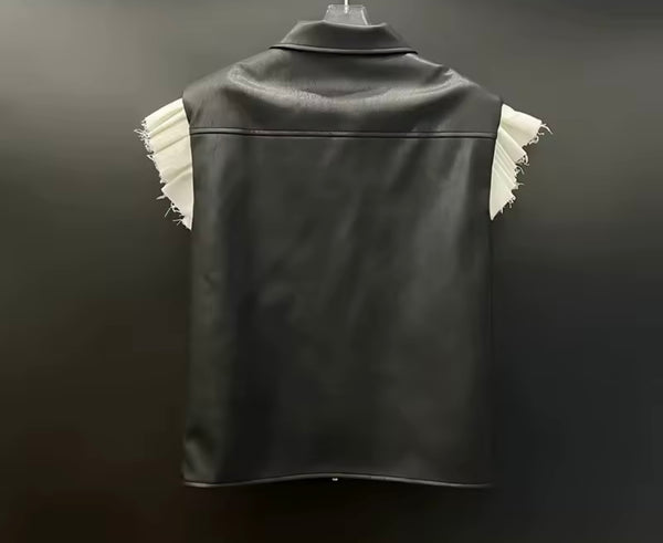 Women Fashion B&W Ruffled Sleeveless Two Piece Skirt Set