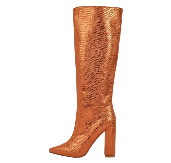 Women Fashion Square Heel Knee High Boots