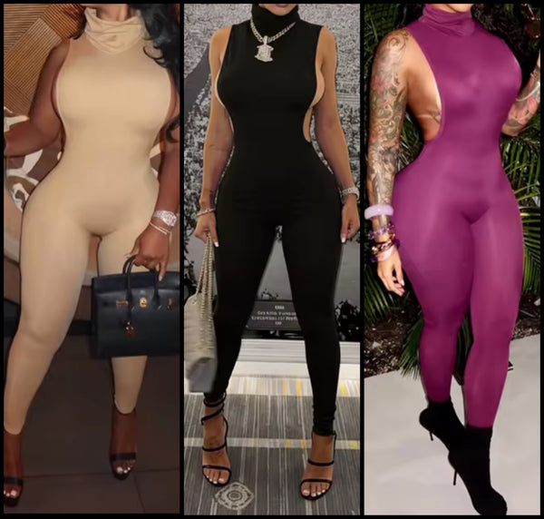 Women Sleeveless Open Back Fashion Jumpsuit