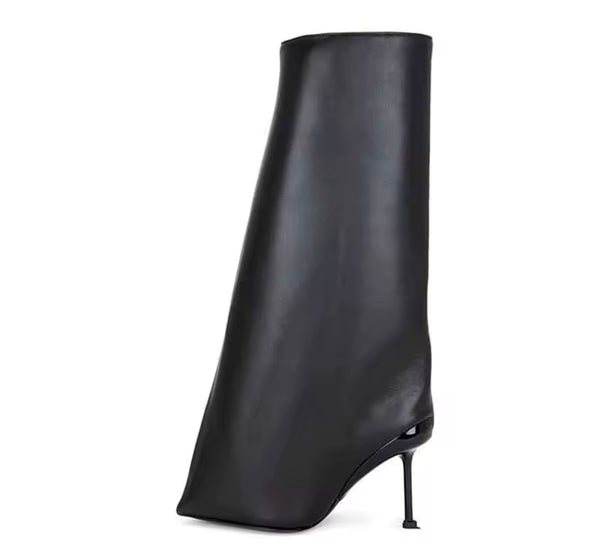 Women Fashion Pointed Toe Faux Leather High Heel Boots