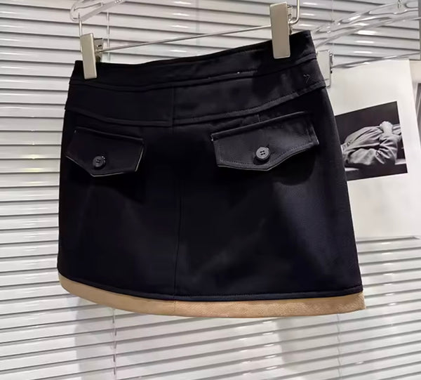 Women Sexy Fashion Color Patchwork Denim Skirt