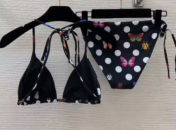 Women Sexy Halter Butterfly Polka Dot Bikini