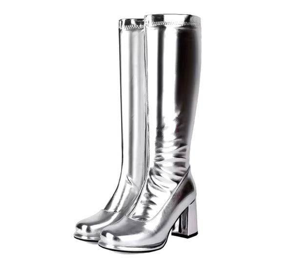 Women Fashion Color Metallic Knee High Boots