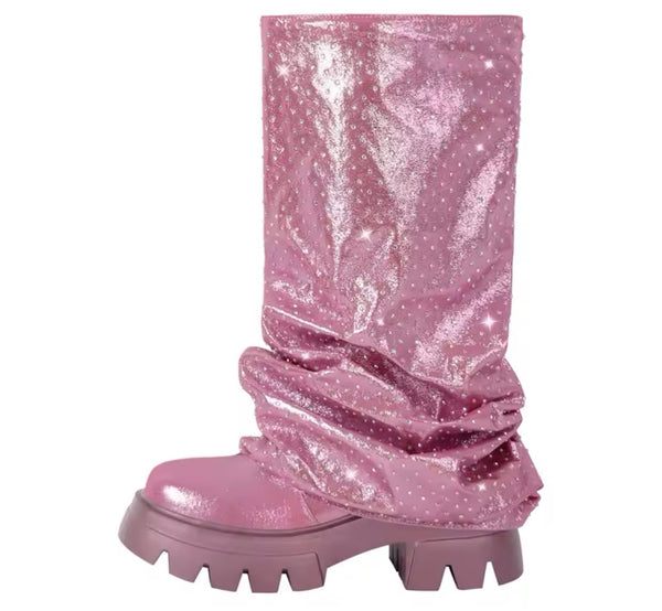 Women Color Fashion Faux Leather Knee High Boots