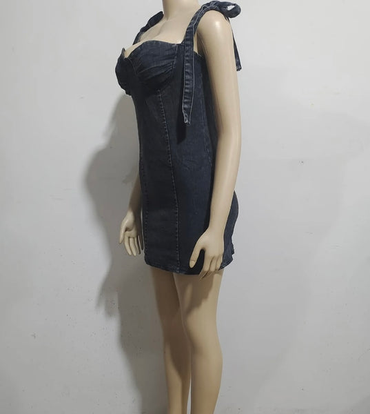 Women Sexy Sleeveless Denim Dress