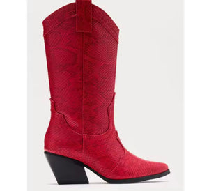 Women Pointed Toe Fashion Knee High Western Boots