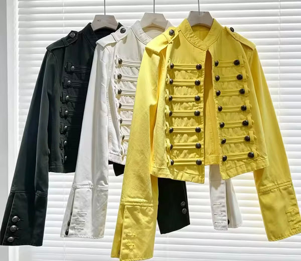 Women Color Fashion Button Jacket