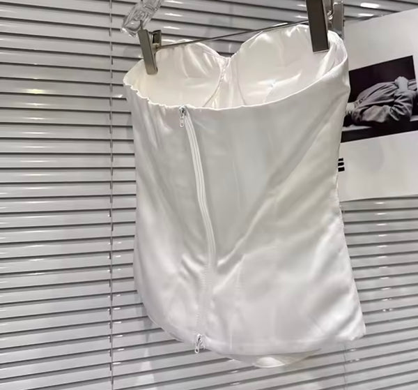 Women White Sexy Strapless Corset Top