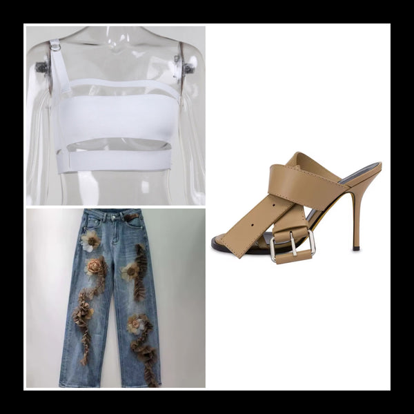 Women Fashion Open Toe Buckled Slide On High Heel Sandals