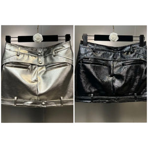 Women PU Fashion Mini Skirt