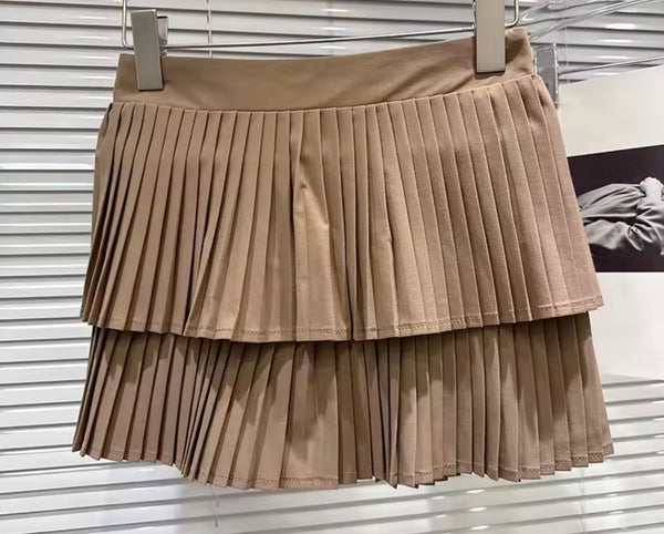 Women Sexy Fashion Solid Color Pleated Skirt