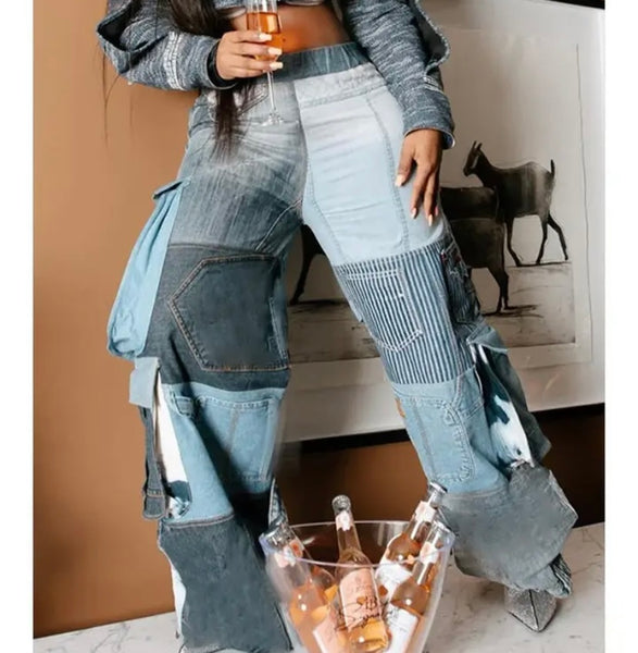 Women Fashion Patchwork Cargo Pants