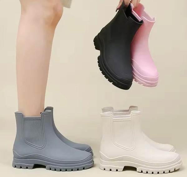 Women Fashion Color Ankle Rain Boots