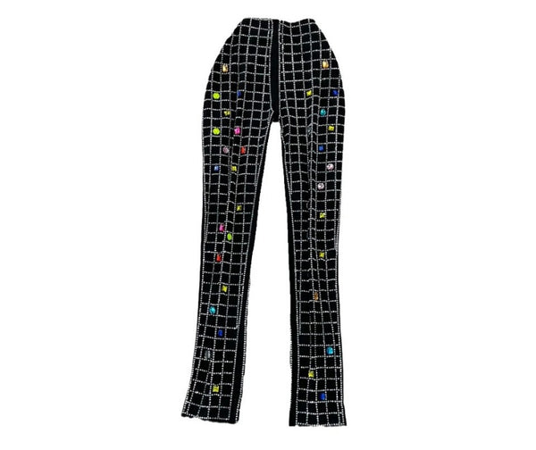 Women Black Bling Crystal Fashion Pants