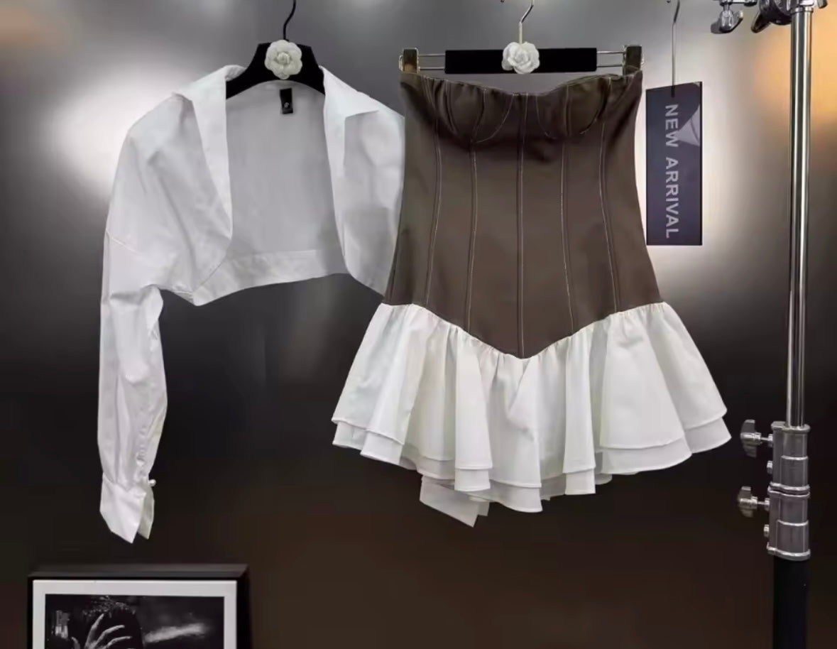 Women Sexy Fashion Ruffled Two Piece Dress