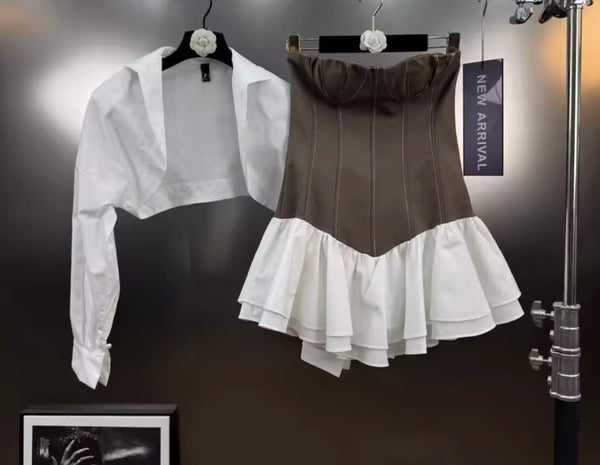 Women Sexy Fashion Ruffled Two Piece Dress