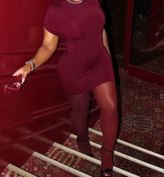 Women Sexy Open Back Short Sleeve Dress