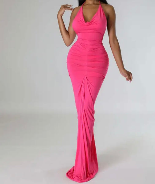 Women Sexy Sleeveless Open Back Maxi Dress