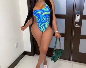 Women Sexy Multicolored Halter Swimsuit