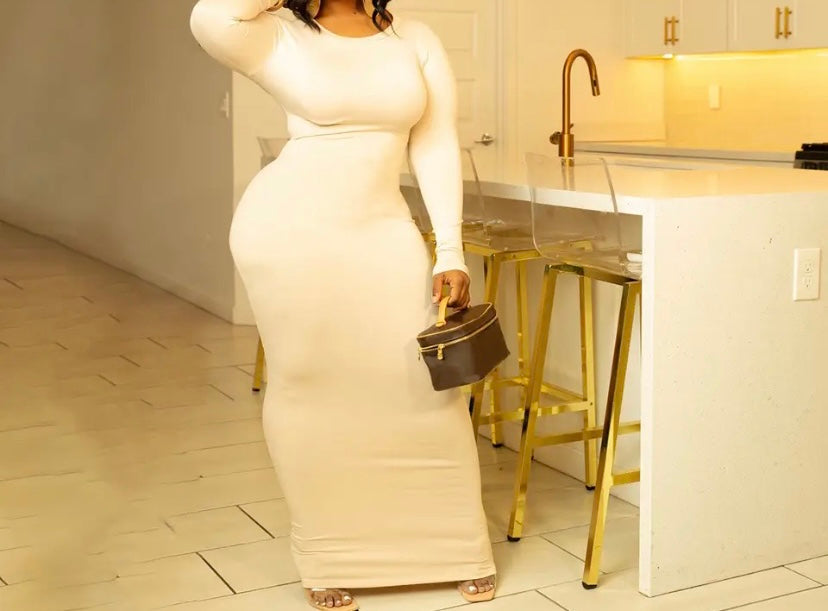 Women Sexy Full Sleeve Solid Color Maxi Dress