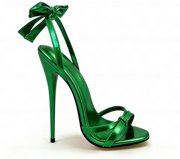 Women Fashion Metallic Bow High Heel Sandals
