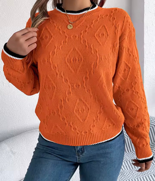 Women Color Striped Full Sleeve Fashion Sweater Top