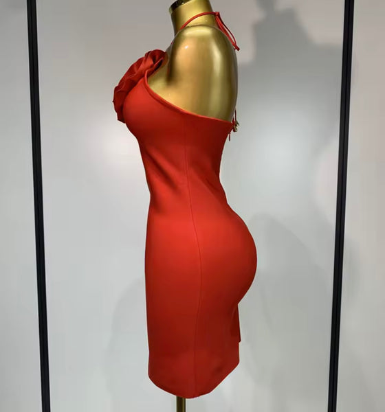 Women Sexy Halter Sleeveless 3D Floral Dress