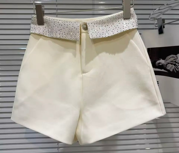 Women Fashion Color Rhinestone Patchwork Shorts