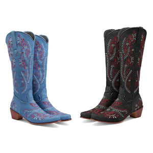 Women Fashion Color Patchwork Western Boots