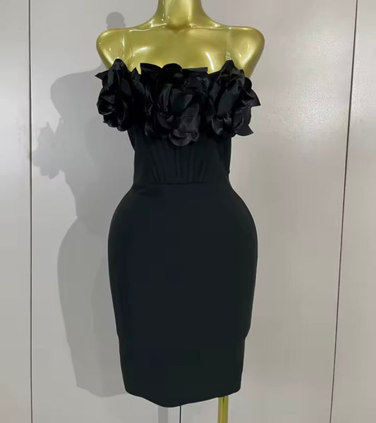 Women Sexy Floral Strapless Bandage Dress