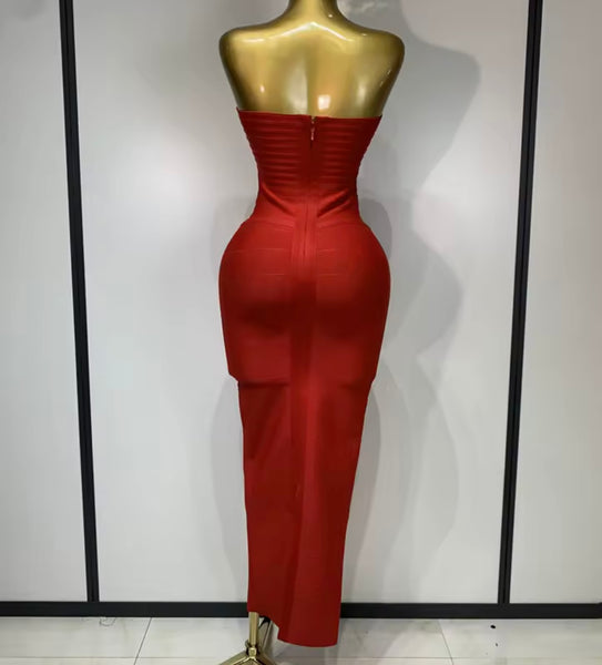 Women Sexy Strapless Bandage Maxi Dress