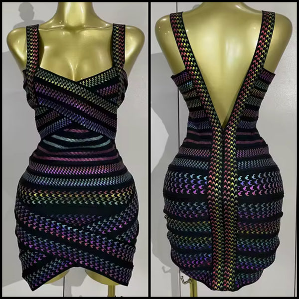 Women Sexy Sleeveless Multicolored Dress