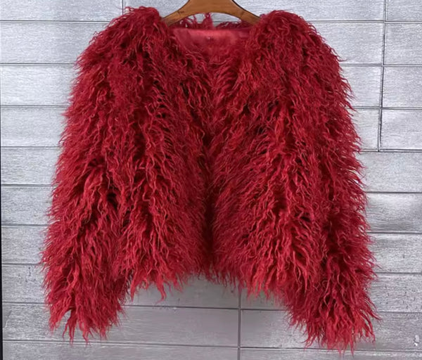 Women Color Fashion Faux Fur Jacket