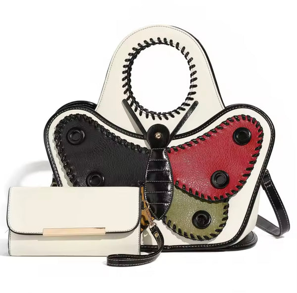 Women Fashion Butterfly Wallet Handbag Purse Set