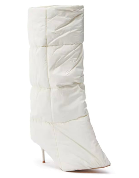 Women Fashion Puff Pointed Toe Knee High Boots