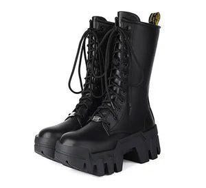 Women Fashion Color Patent Leather Lace Up Boots