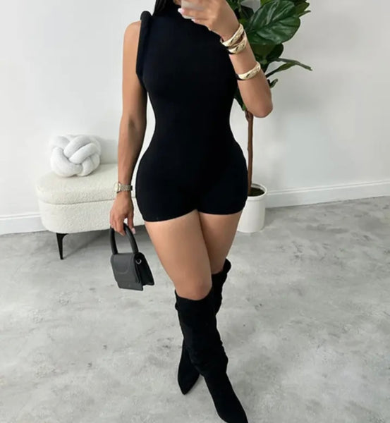 Women Black Sleeveless Sexy Fashion Romper