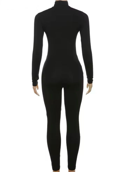 Women Black Sexy Cut Out Full Sleeve Jumpsuit