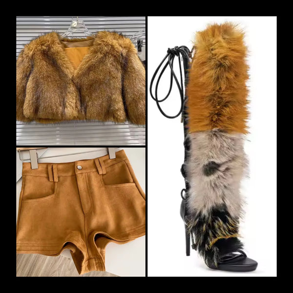 Women Fashion Suede High Waist Mini Shorts