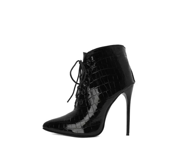 Women Fashion Color Pointed Toe Lace Up Ankle/Mid Calf Boots