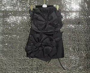 Women Sexy Strapless Flower Short Dress