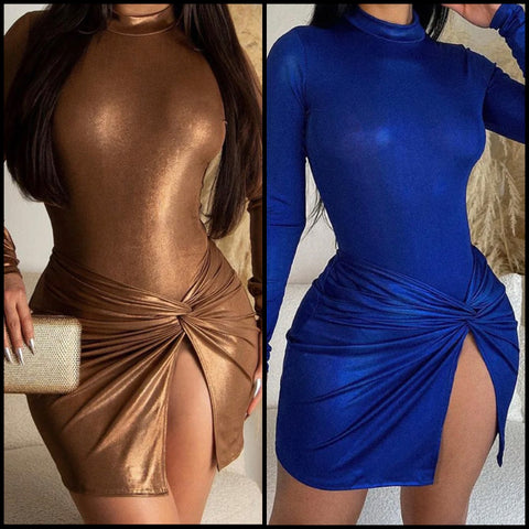 Women Sexy PU Full Sleeve Bodysuit Two Piece Skirt Set