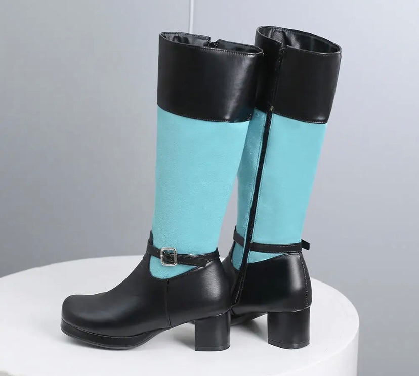 Women Buckled Fashion Flat Knee High Boots