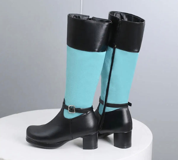 Women Buckled Fashion Flat Knee High Boots