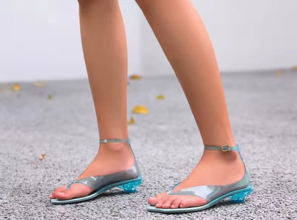 Women Fashion Color Transparent Jelly Sandals