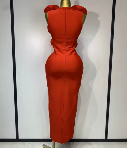 Women Sexy Sleeveless 3D Floral Bandage Maxi Dress