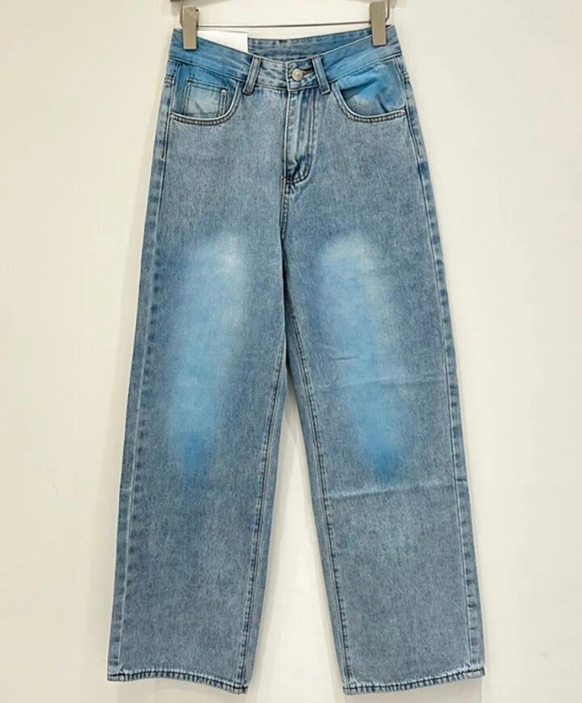 Women Fashion Color Paint Patchwork Denim Pants