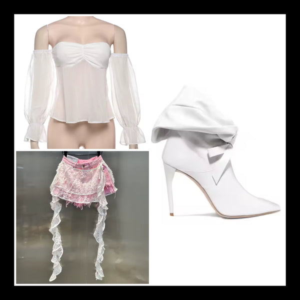 Women White Fashion Ruched Faux Leather Ankle Boots